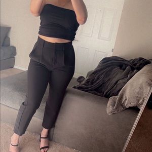 Express Pleated Black Crop Dress Pants